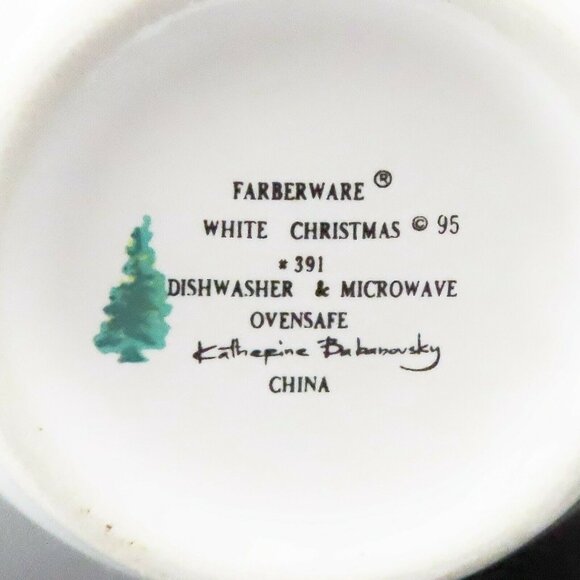 Farberware White Christmas Holiday Mugs Set Of 2 Katherine Babanovsky Design - Picture 2 of 12